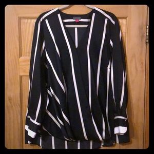 Plus Size Vince Camuto Black &White Striped Blouse